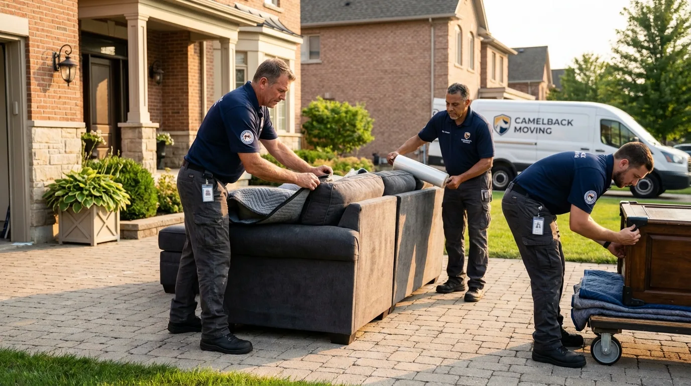 Large estate moving crew wrapping furniture in Weirton, WV