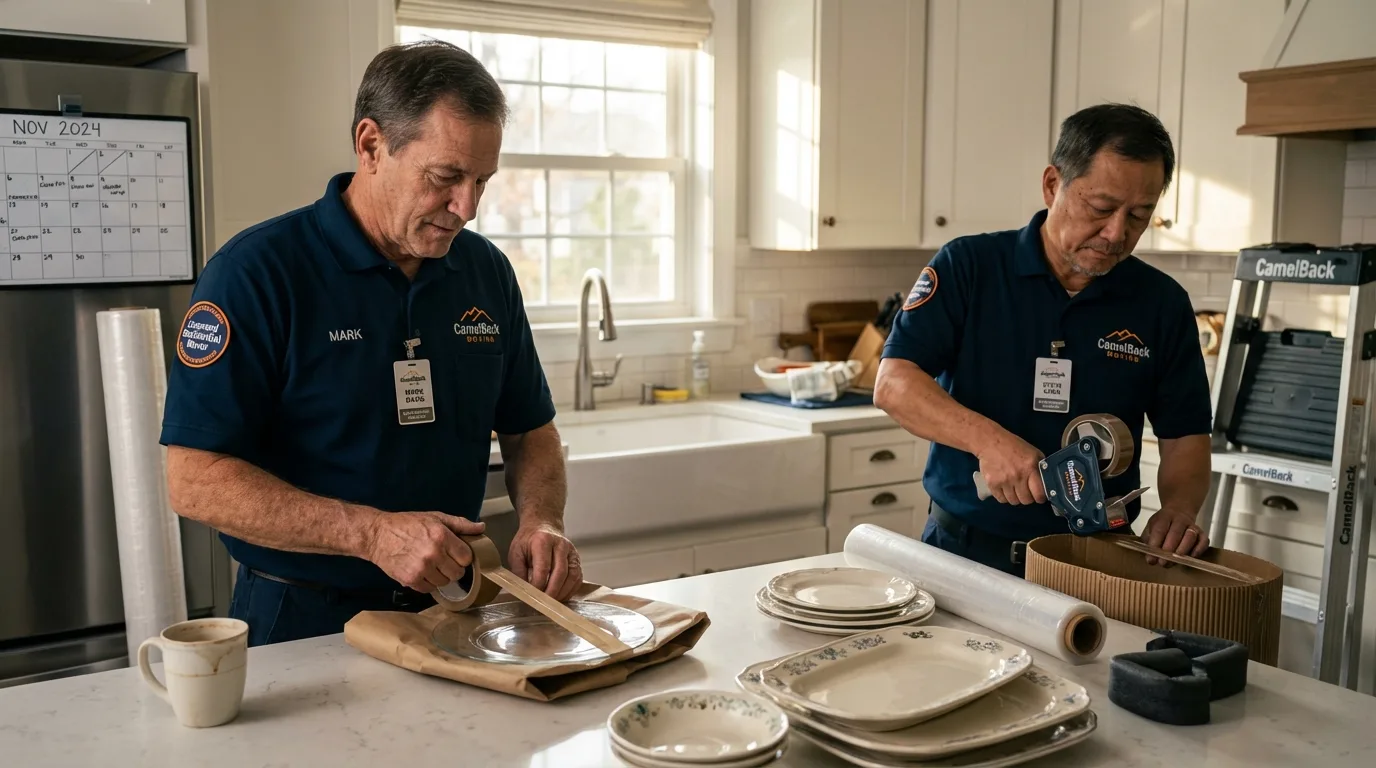 Professional crew packing kitchen dishware in Weirton, WV